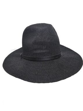 David & Young Black Wide Brim Hat Packable Sun Hat One Size